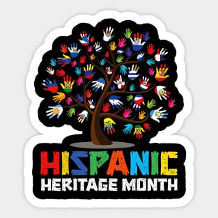 Hispanic Heritage Month Flags - Hand Flag Tree Roots Latino Sticker